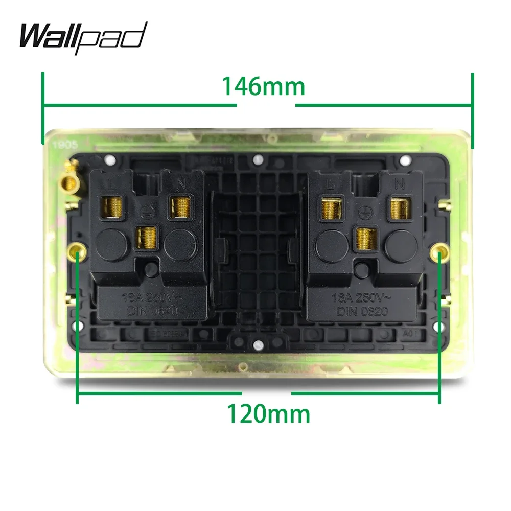 Wallpad antyczny mosiężny Panel ze stali nierdzewnej 146x86mm podwójny gniazdo elektryczne wtyczka ue