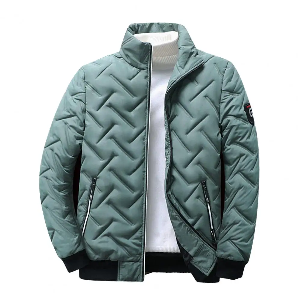 

Plus Size Parkas Men Cotton Padded Jacket T Pattern Solid Color Overcoat Autumn Winter Coldproof Pockets Coat