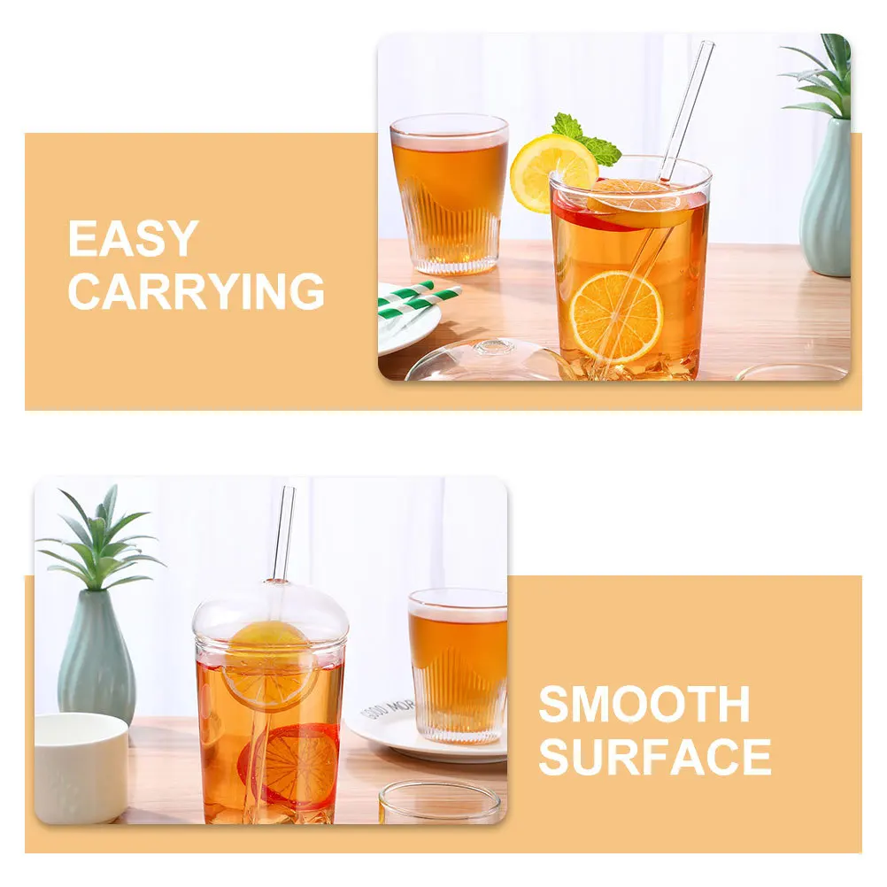 

2Pcs Glass Cup with Lid and Straw Clear Tumbler for Water Juice Coffee Reusable Drinking Glasses Bpa Free Healthy Daily Use