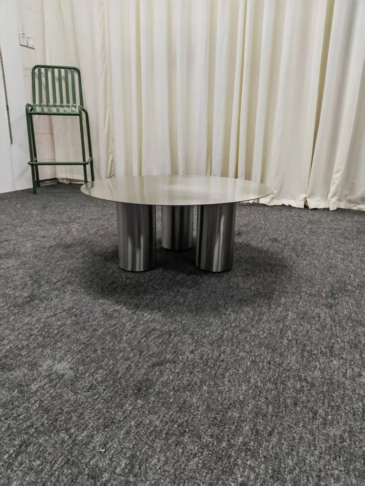 & Stainless Steel Brushed Silver Metal Coffee Table, High-end Style,brushed Matte Finish, Coffee Table.