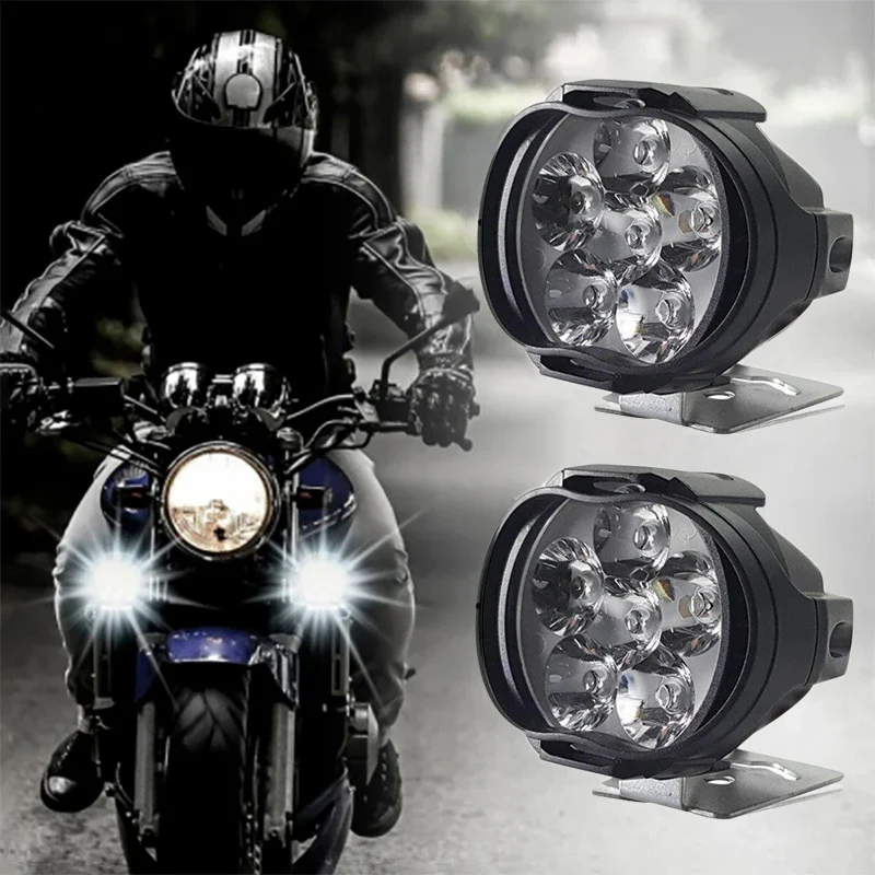 1 Set High Brightness 6 LED Motorcycle Headlight Car Auxiliary Headlight Fog Lamp Motorcycle Headlight Control Switch