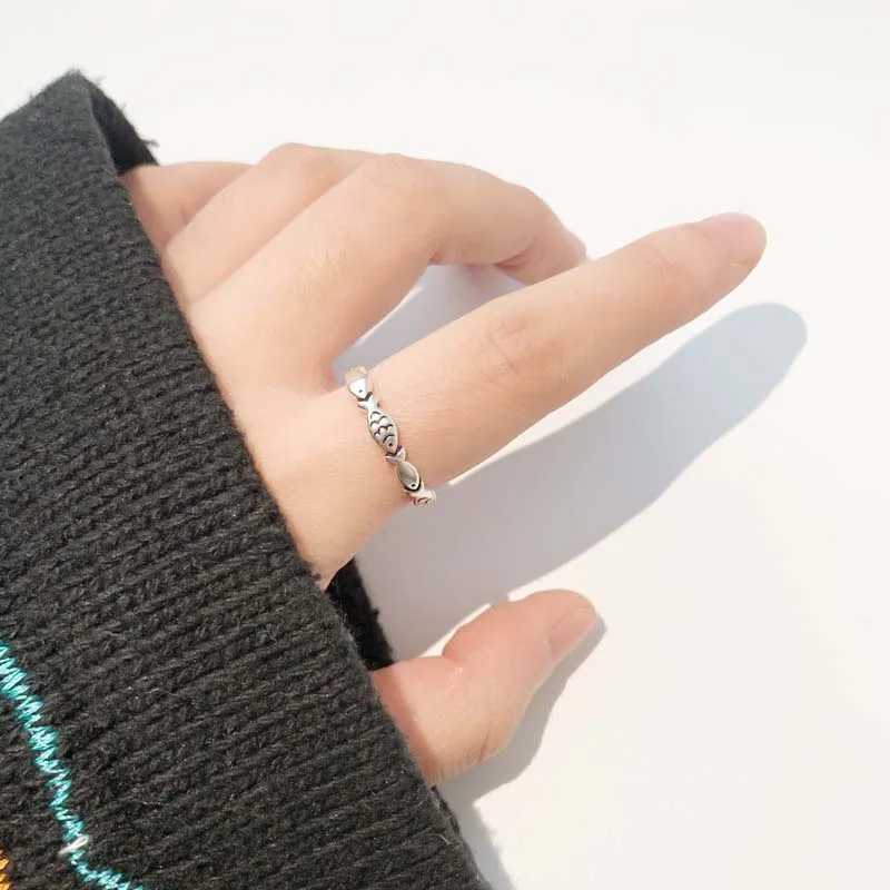 Fashion Silver Color Fish Open Rings for Women Simple Creative  Adjustable Statement Finger Ring Jewelry Accessories Gift image 2