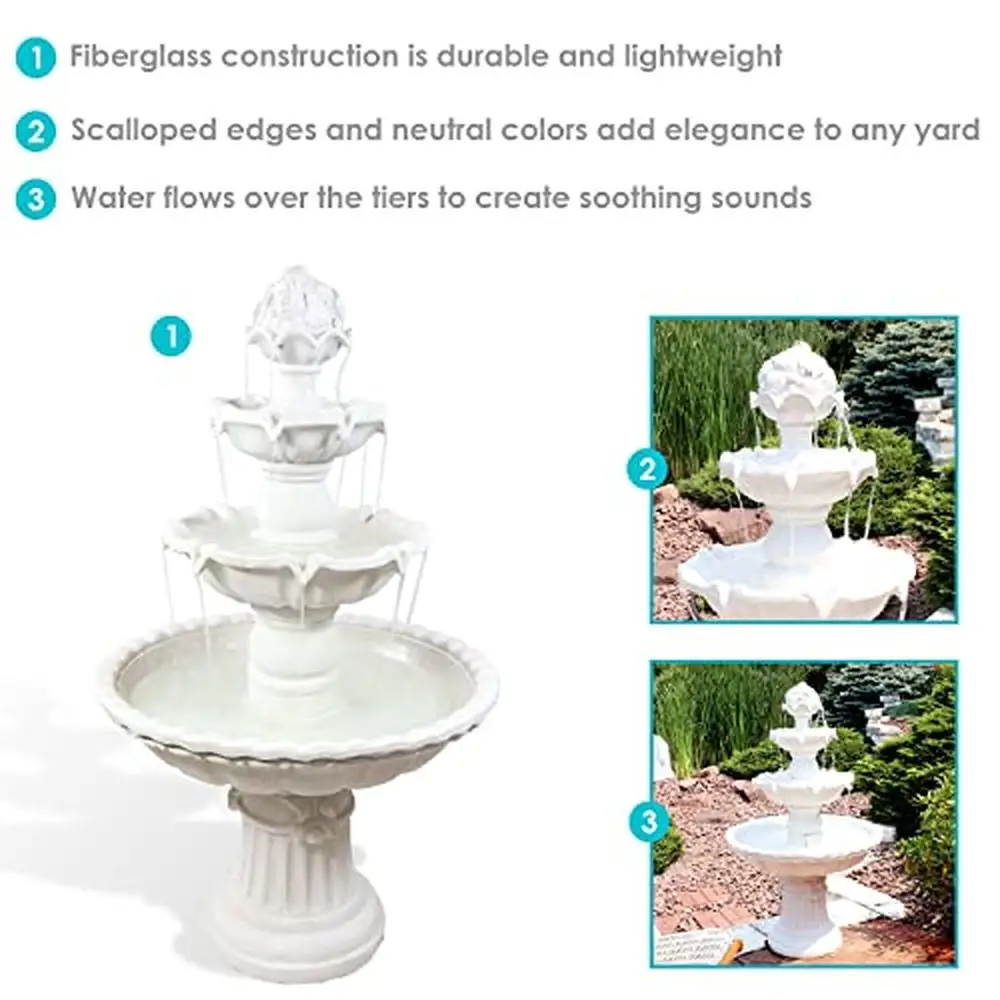 Outdoor 3-Tier Water Fountain Large Waterfall Feature Garden Backyard 52