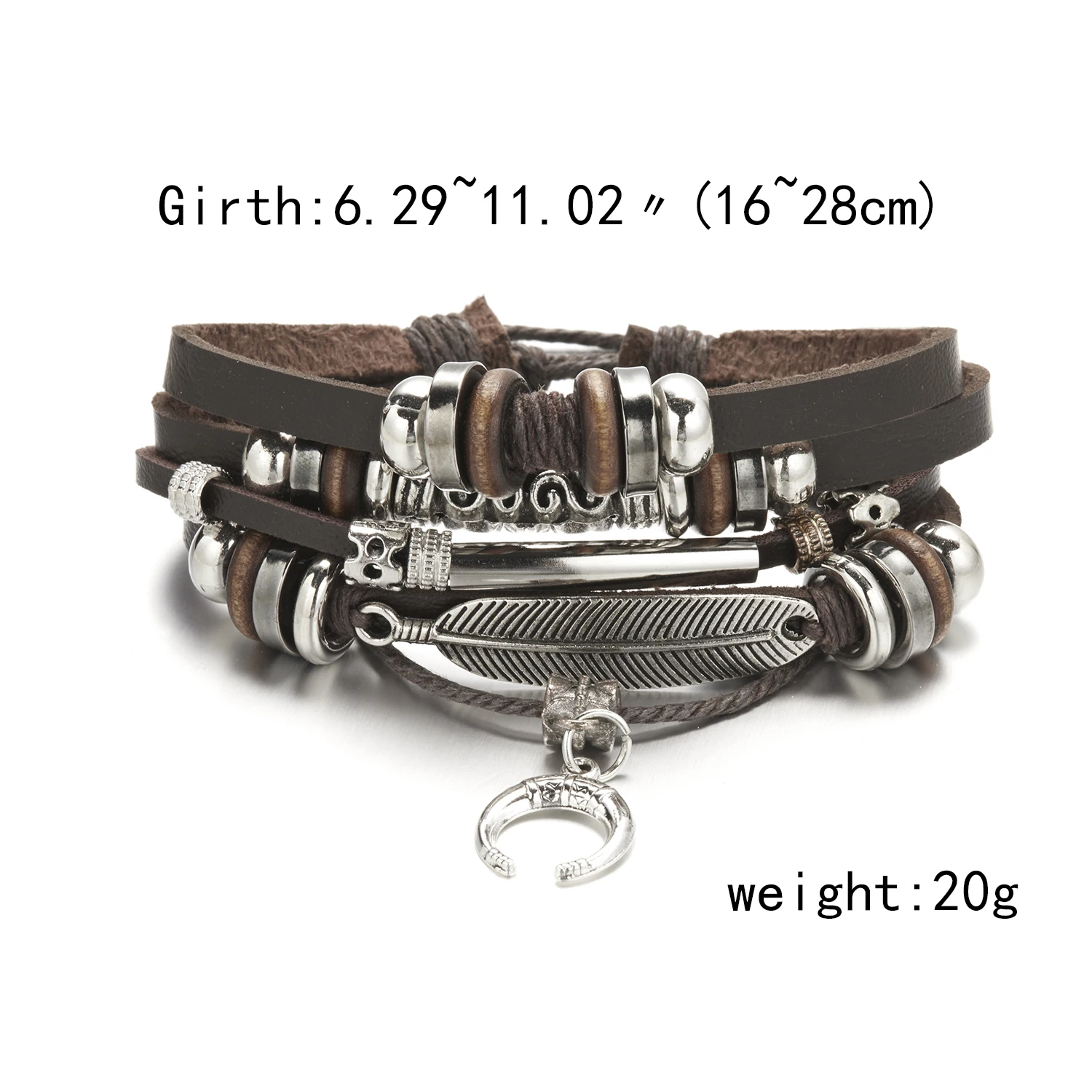 Trendy lederen armbanden heren dames vintage bruin meerlaags gevlochten touw armbanden charme wrap polsbandjes sieraden pulsera hombre