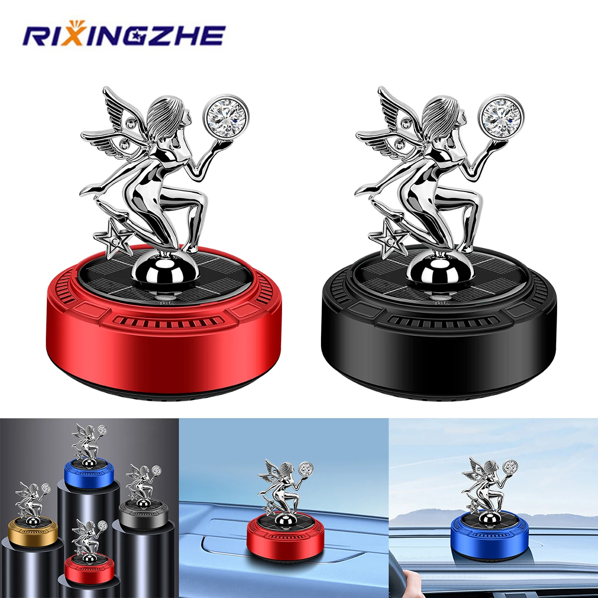 

Solar Car Air Freshener Perfume Angel Shape Decor Car Interior Decoration Solar Car Rotating Aromatherapy Perfumer