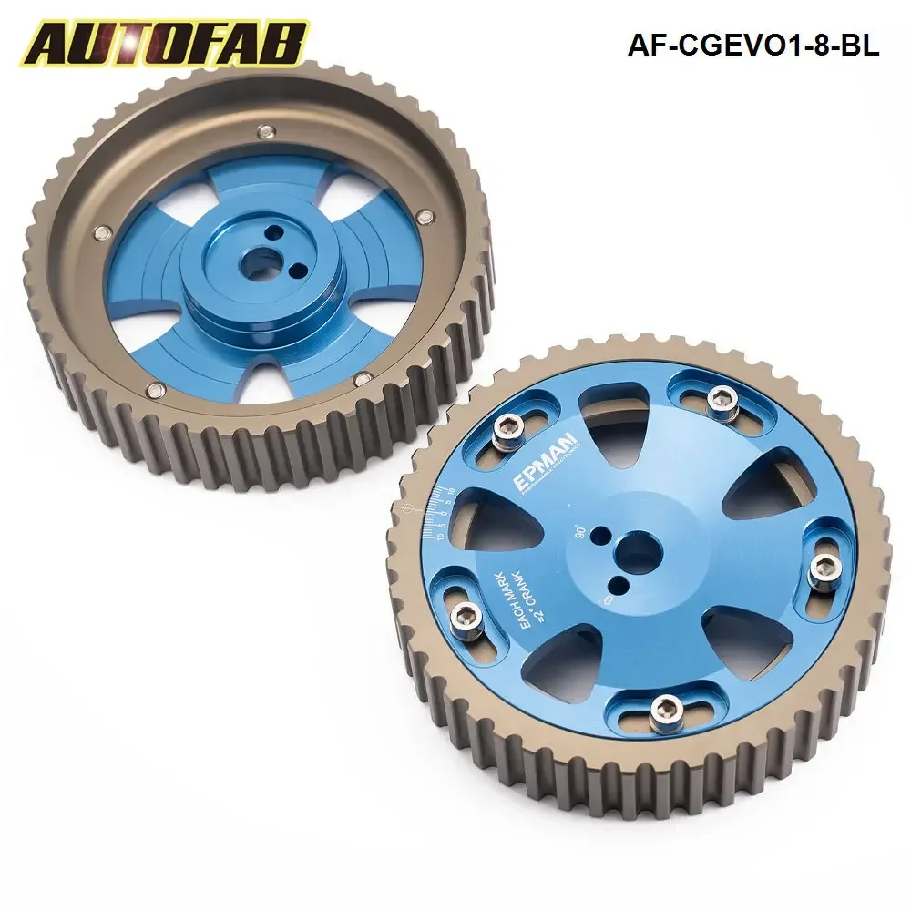 AUTOFAB - EPMAN Anodize Aluminium Blue Adjustable Cam Gear For Mitsubishi Mirage 4G63 DOHC 93-01 AF-CGEVO1-8-BL