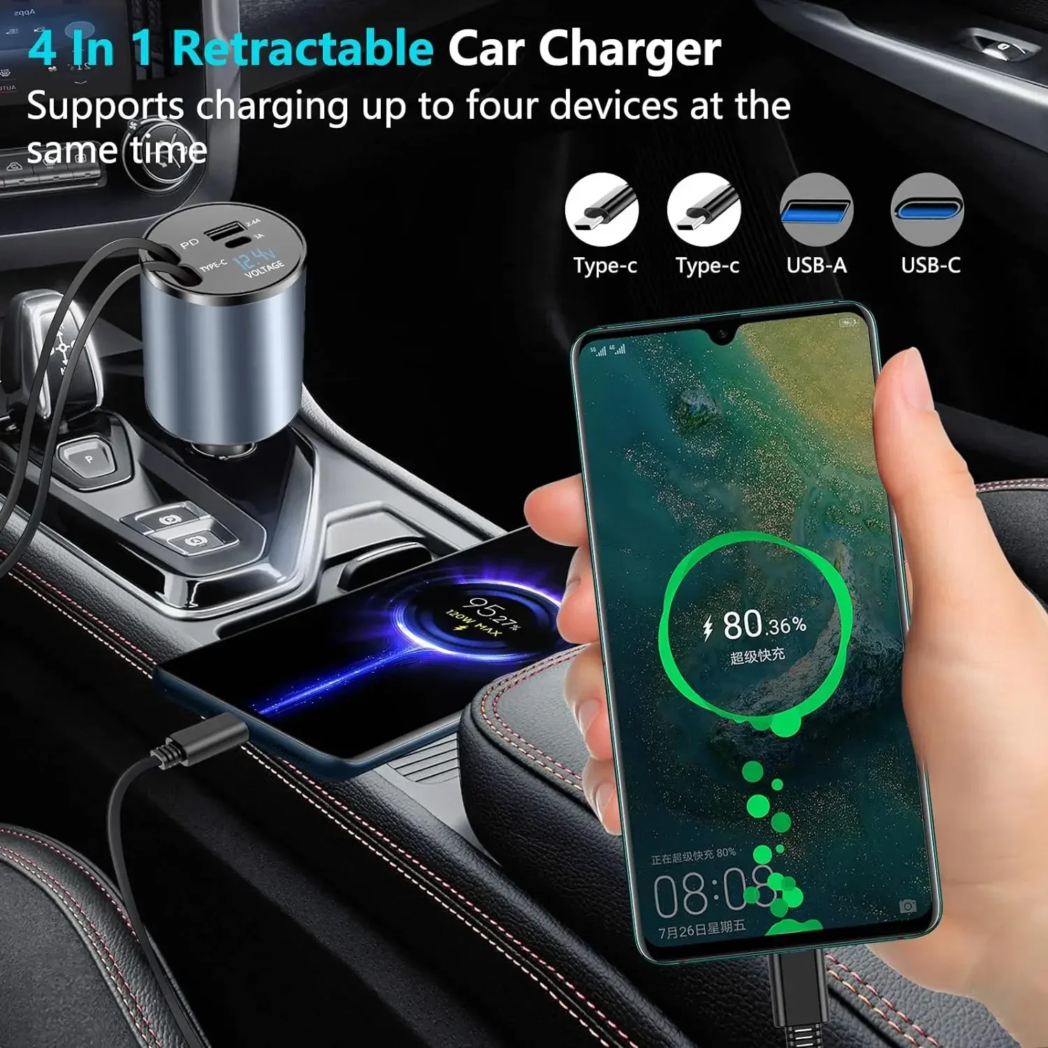 4 in 1 Car Charger 31.5\