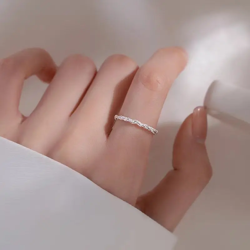 

Women Adjustable Open Ring Candy Paper Texture Plain Band Luxury Minimalist Finger Jewelry