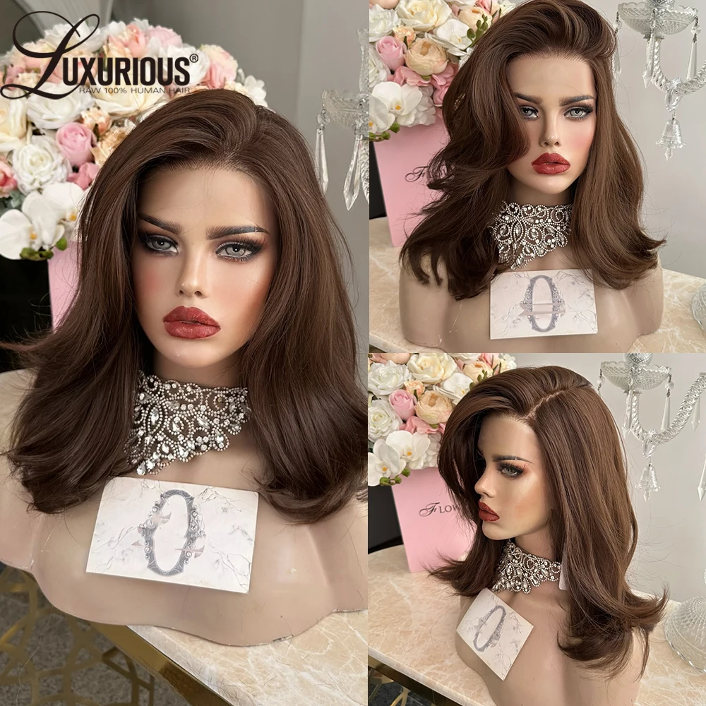 24 Inch Layered Brown Lace Front Wig Human Hair Wave 13x6Lace Front Wigs Pre Plucked Colored Wig Human Hair Wigs For Black Women