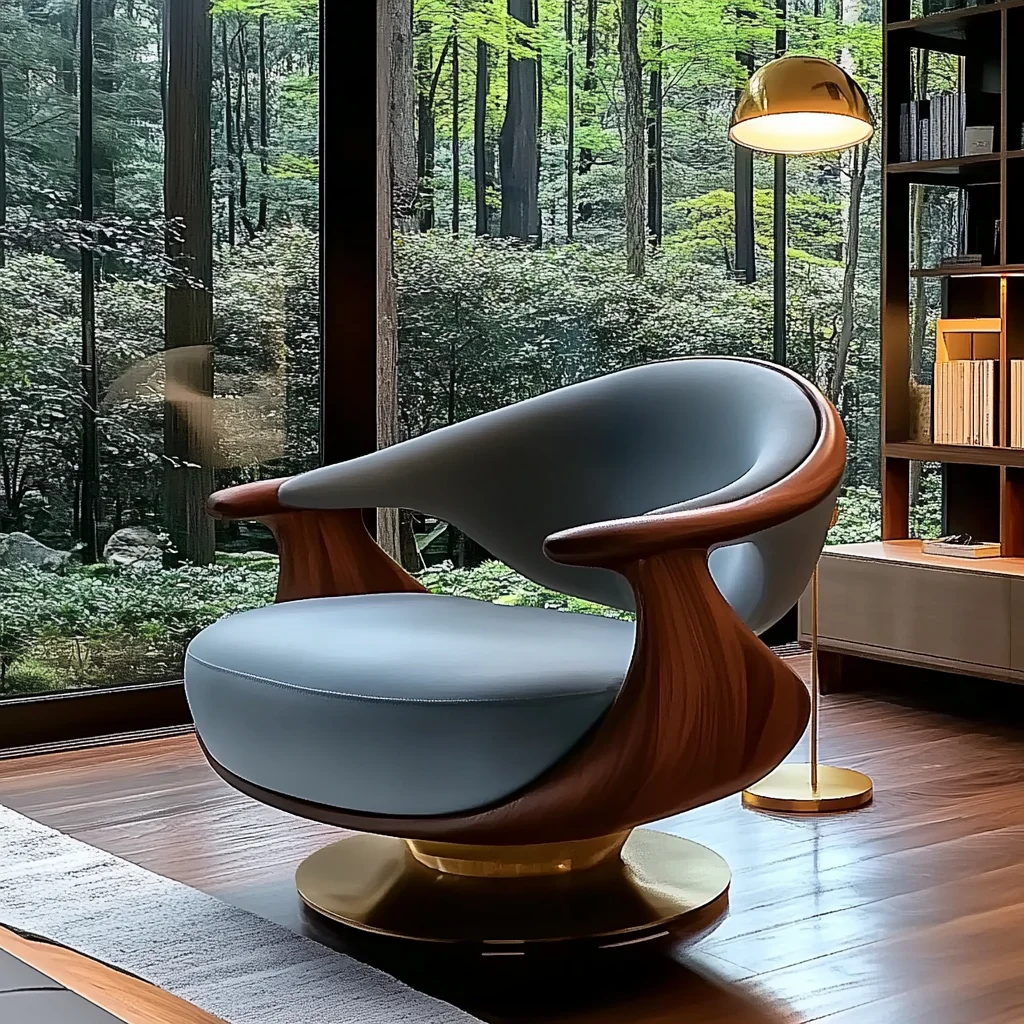 

Italian minimalist villa large flat balcony leather ingot chair