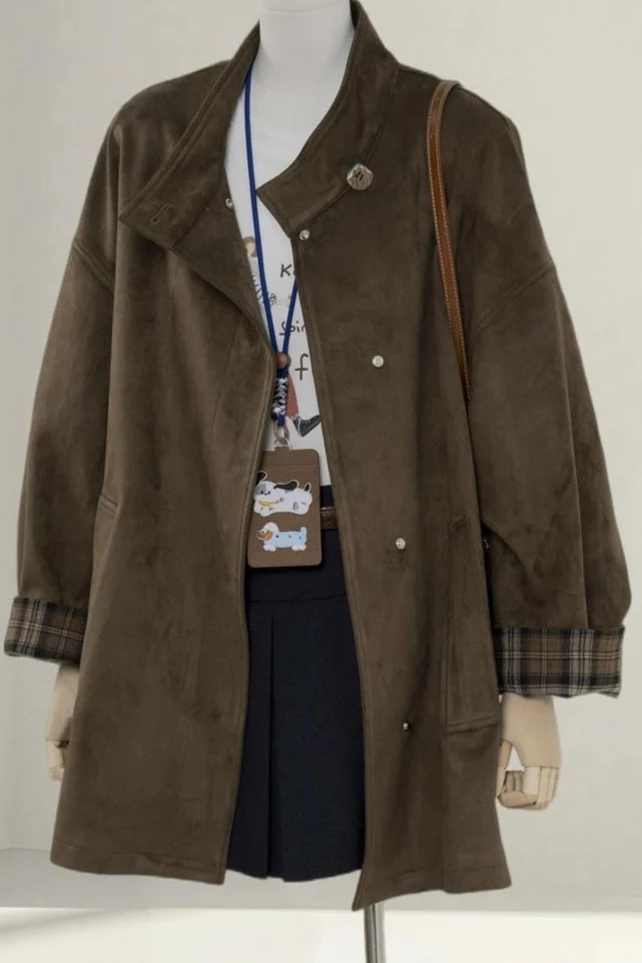 

2026 Spring and Autumn New Women's Windbreaker Jacket Loose Commuter Fake Fur Jacket