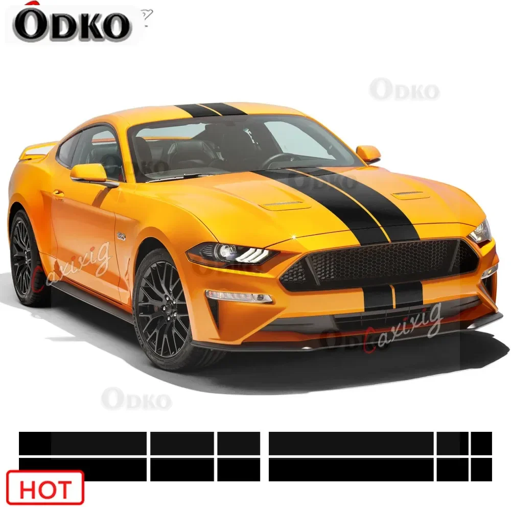 

Car Racing Stripes Front to Rear Kit Wrap Vinyl Decal Stickers For Ford Mustang 2009-2021 Accessories