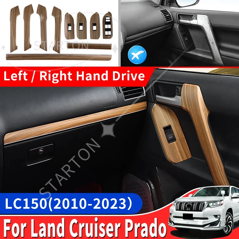 Wood Grain Replacement Armrest Cover For Toyota Land Cruiser Prado 150 Lc150 Fj150 2010-2023 Interior Accessories