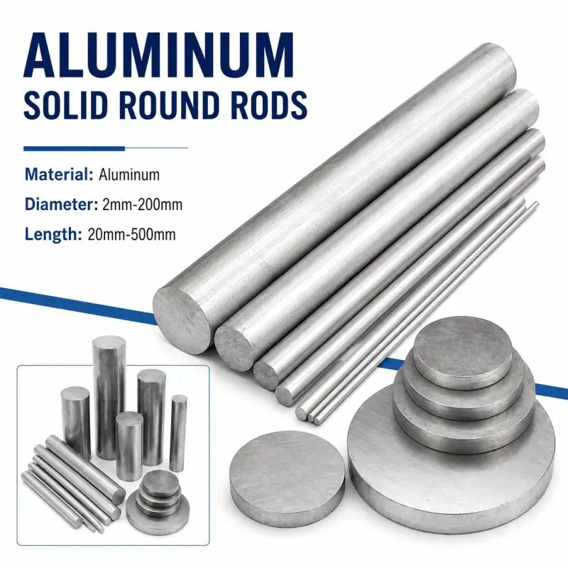 10~1PCS 6061 Aluminum Rod Alloy Solids Round Bar  Diameter 2mm 3mm 4mm 5mm 6mm 7mm 8mm 9mm 10mm ~ 200mm Length 20-500mm