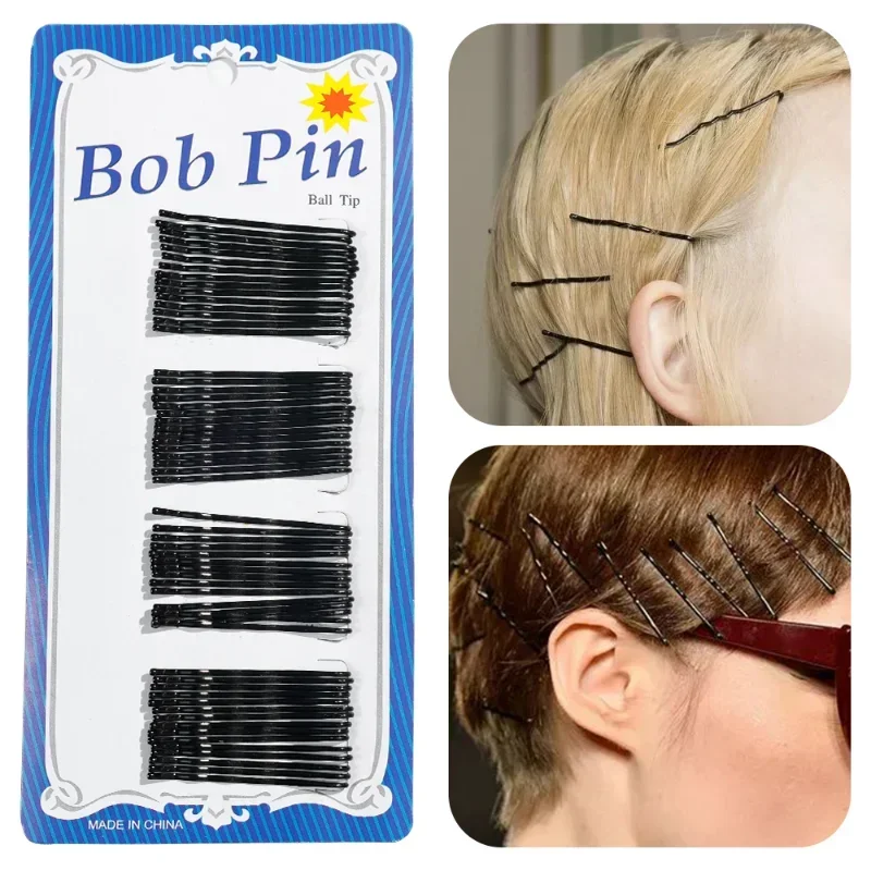 Grampo De Cabelo Preto Para Mulheres, Lady Bobby Pins, Onda Invisível, Encaracolado, Noiva, Hairgrip Descartável, Presilha, Grampos De Cabelo, 60 Pcs, 240Pcs