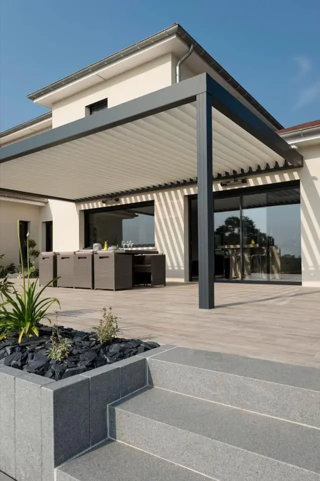 

Customized Size Motorized Adjustable Louver Roof Canopy Sun Shelter Gazebos Bioclimatic Arbours Aluminum Bioclimate Pergolas