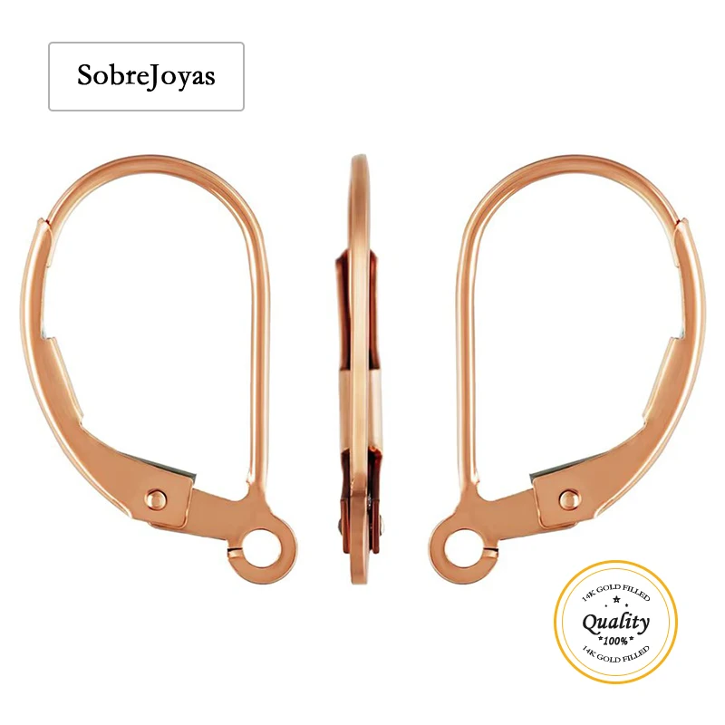 14K Rose Gold Plain Leverback Earring Components Open Ring Wholesale Bulk DIY Jewelry Findings