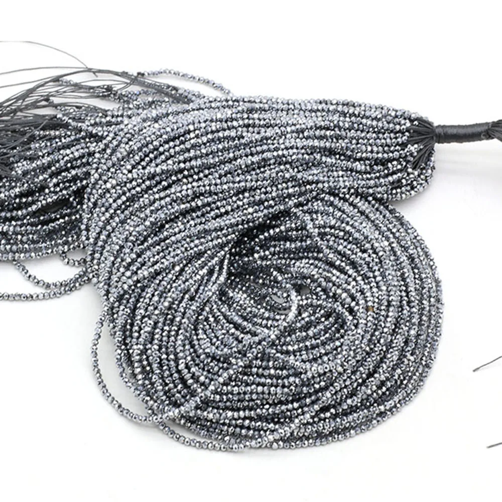 Image of ﻿ 10 Stränge facettierte natürliche Spinellperlen Silber lose Steinperlen für die Herstellung von DIY Halskette Armband Schmuck 2 mm 3 mm