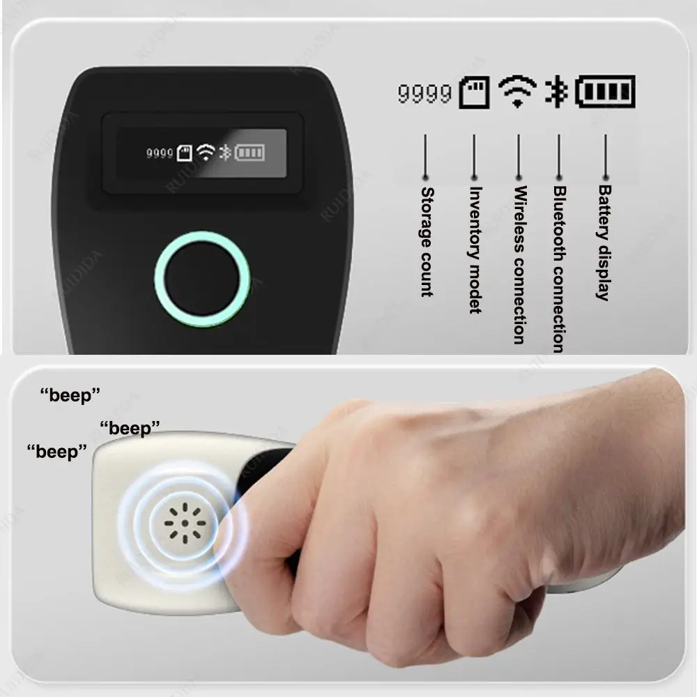 เครื่องสแกนบาร์โค้ดบลูทูธขนาดเล็กแบบพกพาไร้สาย รองรับ QR Code 1D 2D สำหรับงานขนส่ง โลจิสติกส์ และร้านค้า