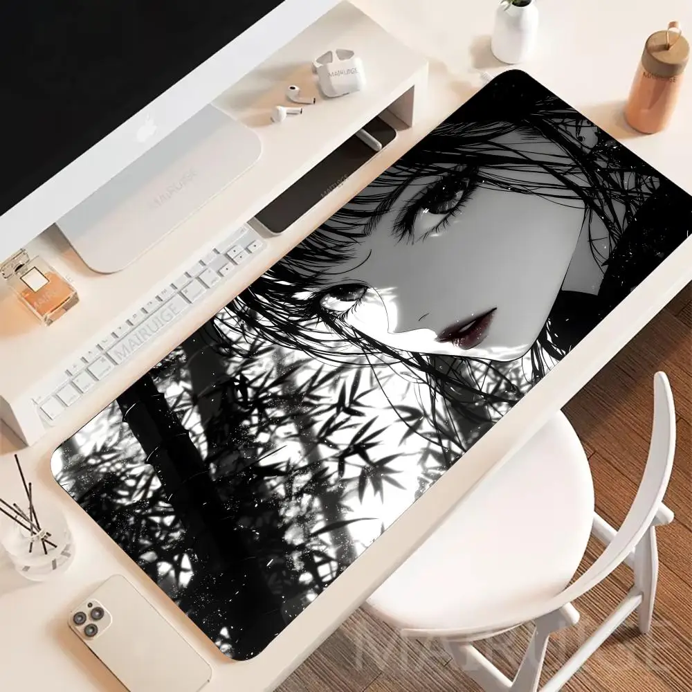 

Чернильный коврик для мыши Sakura Girl, коврик для мыши XXL, большие игровые коврики для мыши, нескользящий коврик для ноутбука, планшета, расширенные подушечки, игровой коврик для мини-ПК