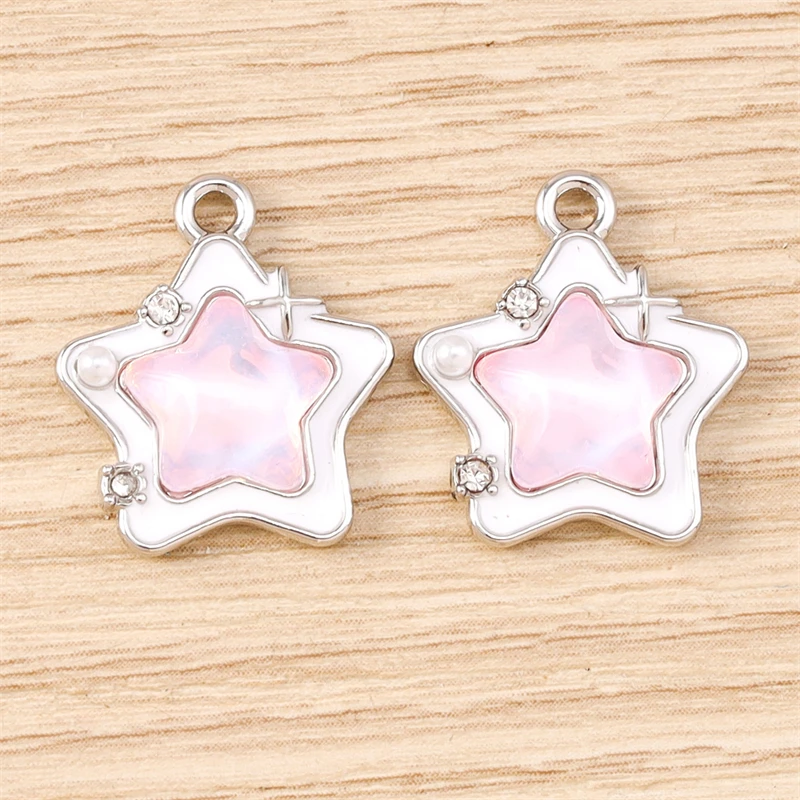 5 Stück 16 x 19 mm niedliche Kristall-Stern-Charms-Anhänger für Schmuckherstellung, Tropfen-Ohrringe, Halsketten, Armbänder, Zubehör, DIY, Basteln, Geschenke – Detail 6