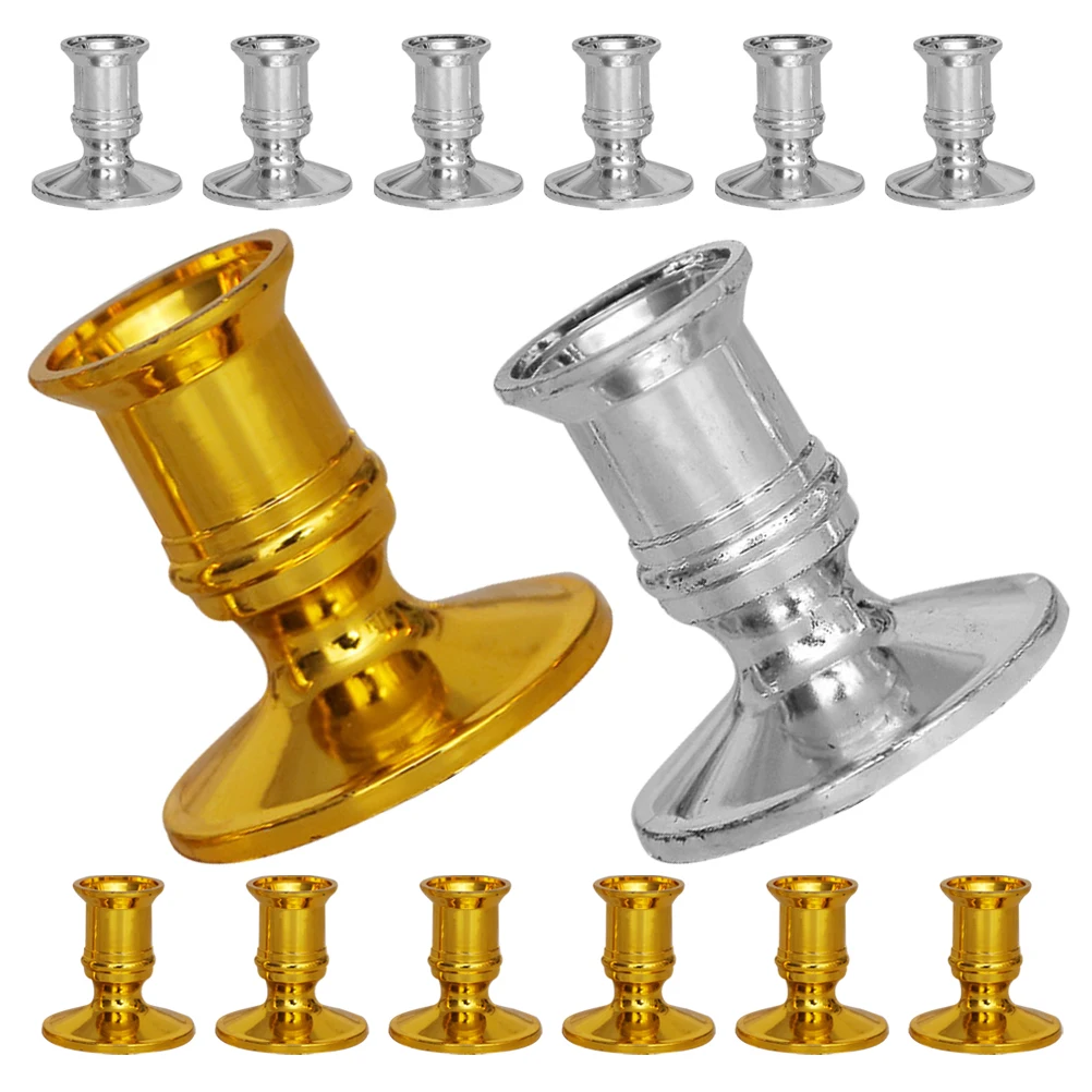 

12 Pairs Light Gold Silver Base Tealight Holder Cup Desktop C Electronic C leholder Decorative Tealight Holder