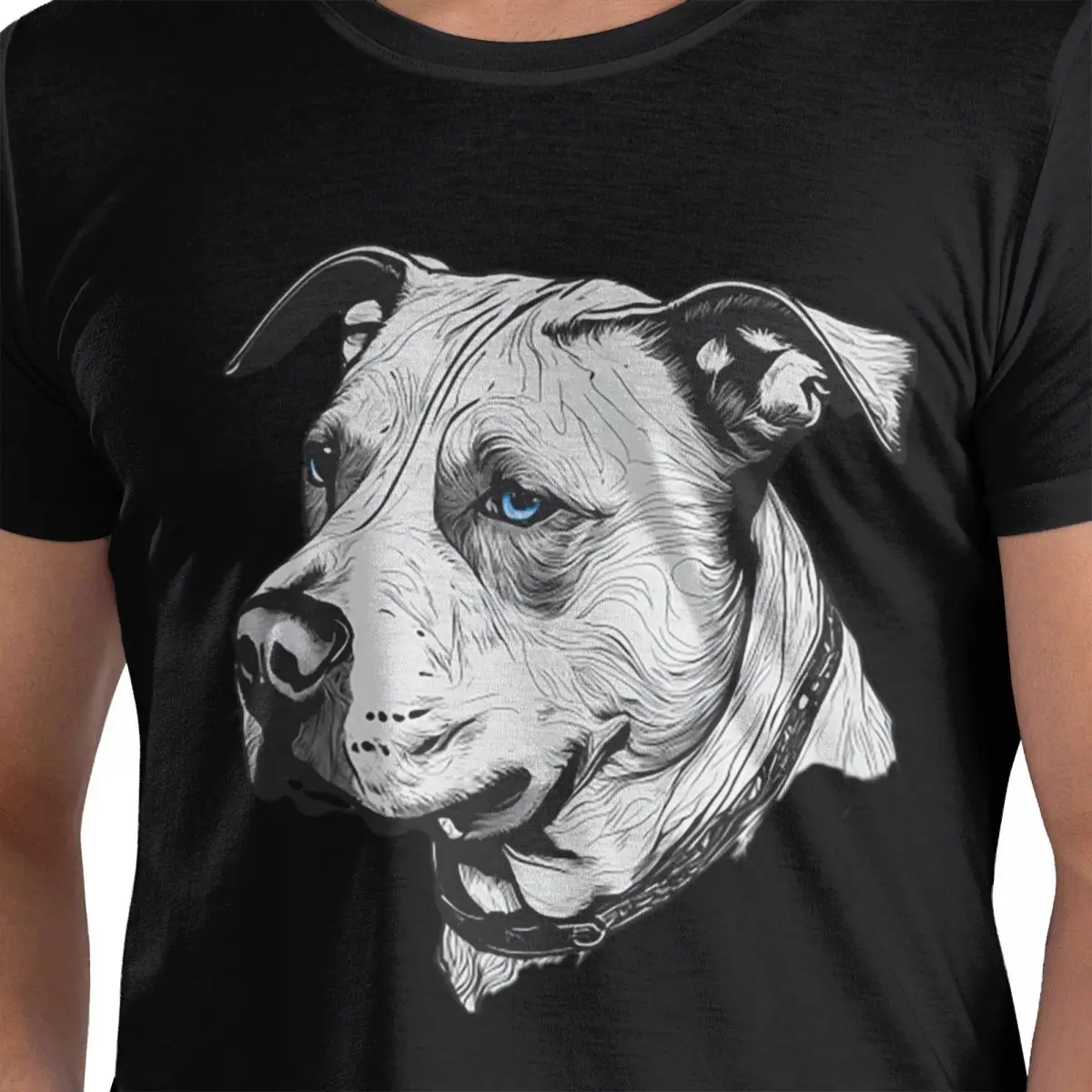 

Minimalist Line Pitbull With Blue Eyes 100% Cotton T-Shirt Men's Classic T Shirts Men Crew Neck Short Sleeve S-6XL