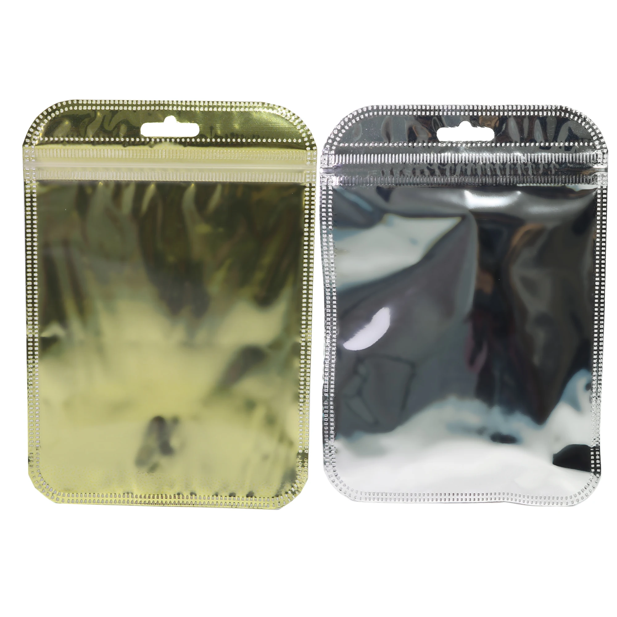 Metallic Mylar PP Bags, Earphone Ziplock Bags with Butterfly Hole, Clear Front and Shiny Colors,USB Cable Storage Bags,Bluetooth