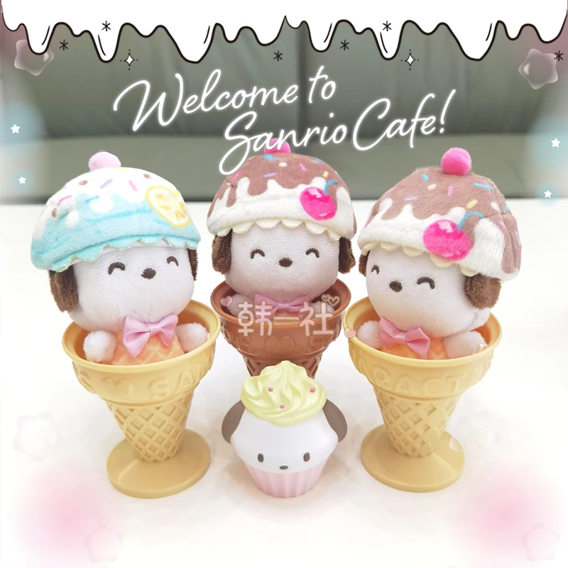 Sanrio Mini Figurine Ice Cream Cones Doll Mymelody Pompom Purin Cinnamoroll Pochacco Kurumi Decorative Ornament Model Kids Toys