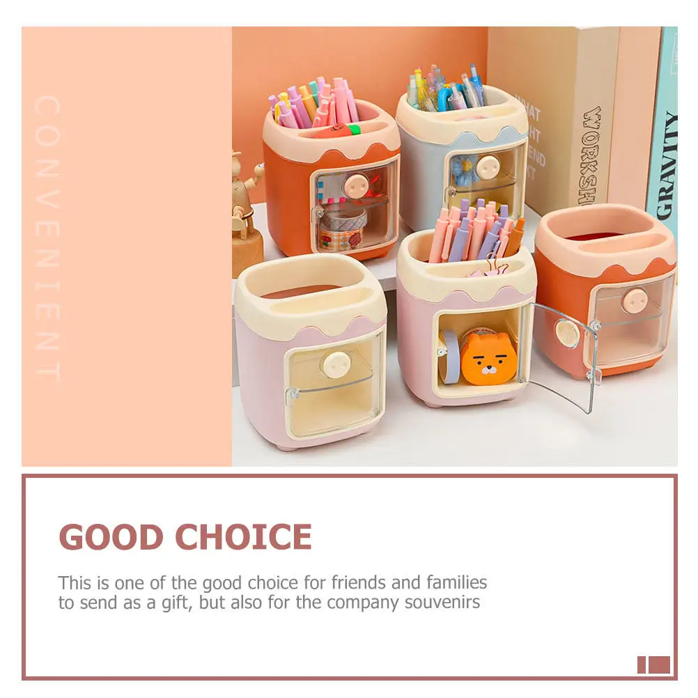 3Pcs Adorable Pig Design Pen Holder Cartoon Multi-Grids Pen Organizer Large Capacity Stationery Storage Colored Pencil Holder