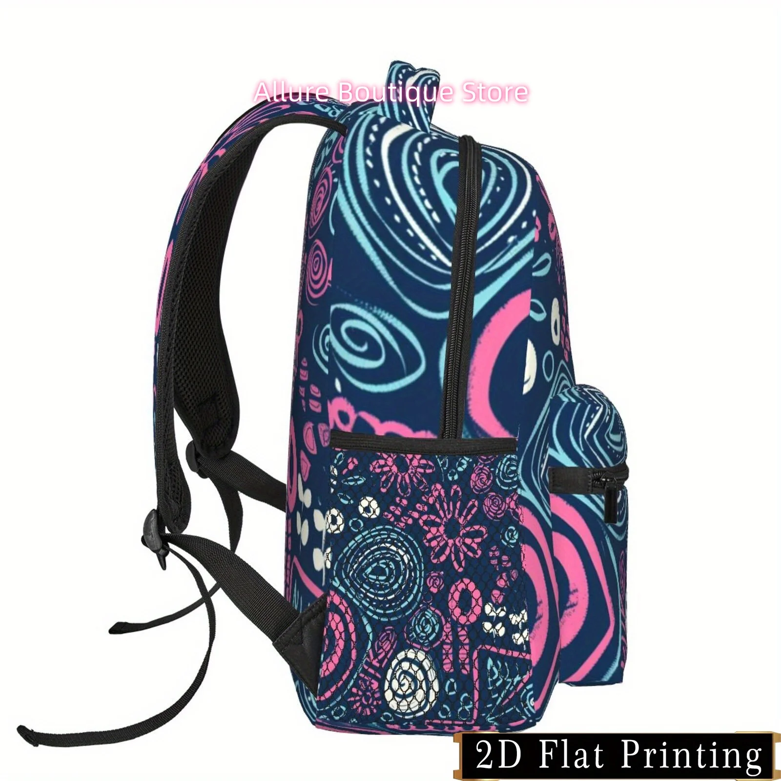 Colorful floral print design, shoulder and waist protection backpack, fashionable iPad laptop bag with large capacity, multi-com
