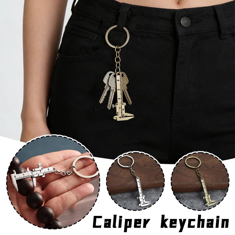 

Новый мини-штангенциркуль-брелок: портативный металлический измерительный инструмент из цинкового сплава с подвижной штангой, линейка, кольцо для ключей, подвеска для автомобильных ключей