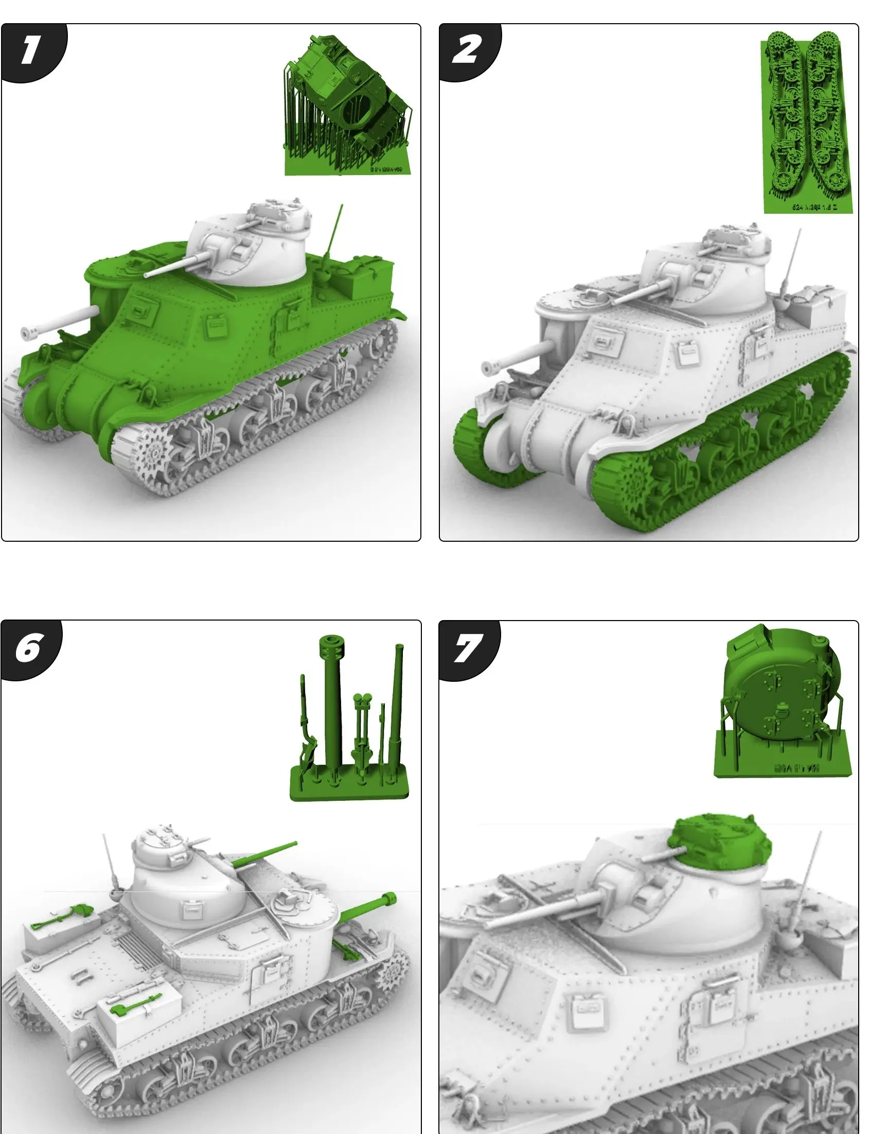 US M3 Medium Tank MRY-SFW SS524 1/72 1/35 1/48 25mm Military Model Kit Miniature