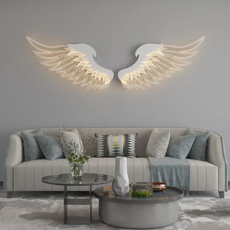 Angel Wings Wall Lamps Nordic Creative Personality RGB LED Wall Lamp for Living Room Bedroom Restaurant Bar Decoration Lighting