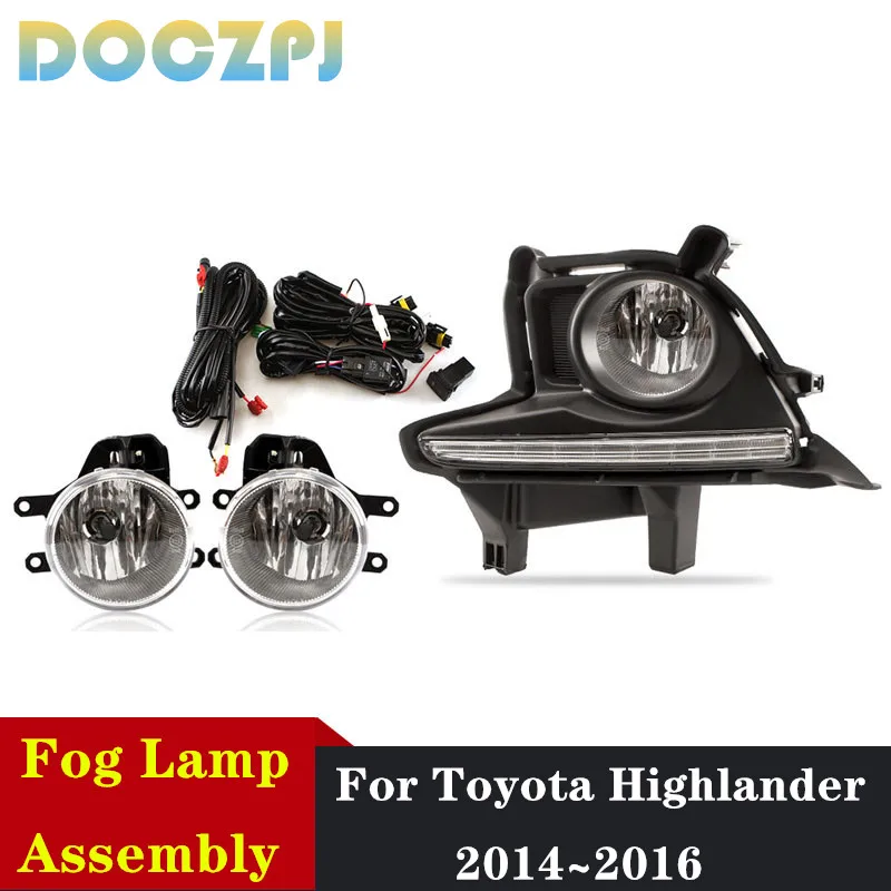 

1Set Car Styling Spot Ligh Driving LED Fog Lamp Assembly For TOYOTA Highlander 2014 2015 2016 With Switch Upgrade Kit