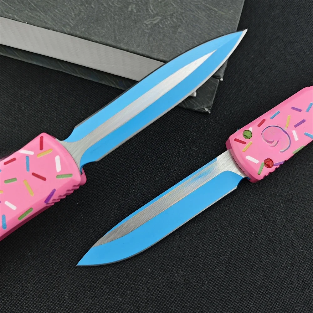 UT85 Pink Donut Knife D2 Blade T6 Aluminum Handle Tactical Self Defense Hunting Survival EDC Tool Knives