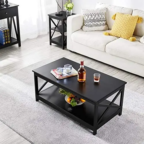 

Living Room Modern X Design Coffee Table Black Cocktail Table with Black console table Console Hallway table Consolas Tablas