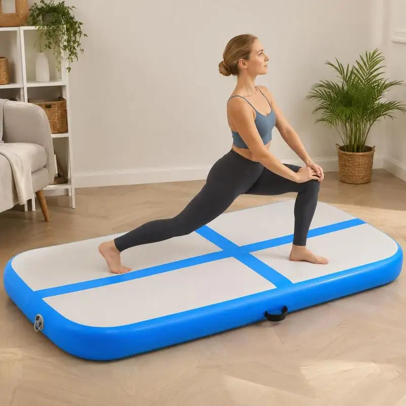 Tapis de gymnastique gonflable 60 x 100 x 20 cm, fabriqué en PVC haute densité avec surface antidérapante et amortissement efficace, inclut une pompe de gonflage et de dégonflage, idéal pour le yoga, la lutte et le camping.