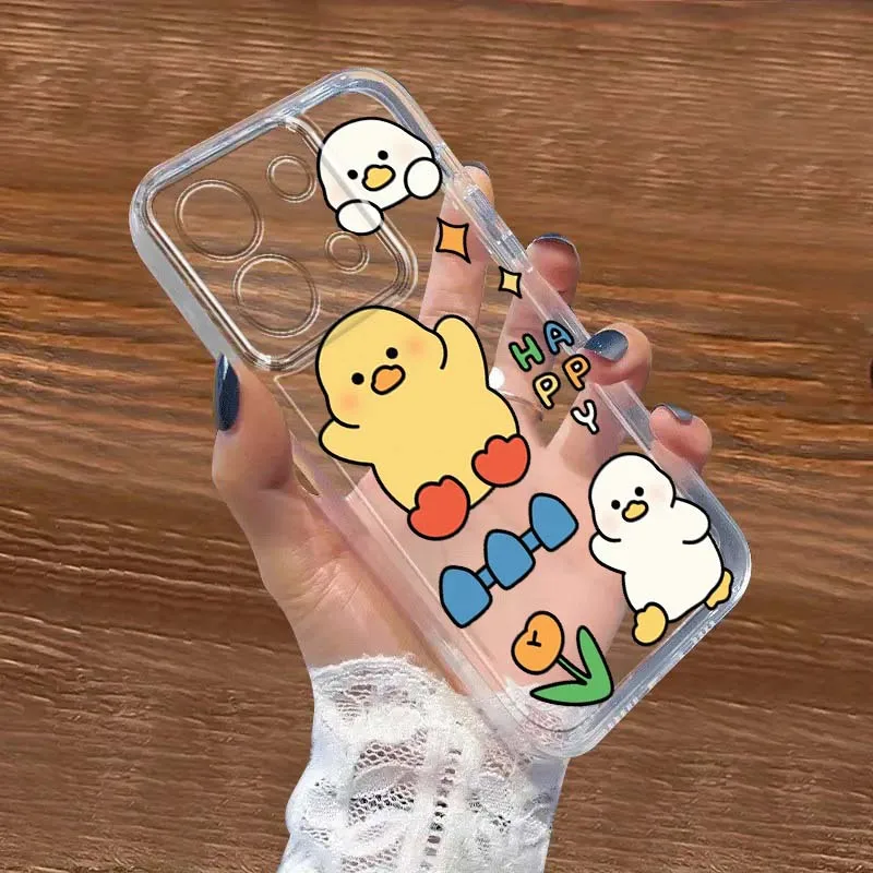 Duck Cartoon Cute Anime Art Phone Case For Xiaomi Redmi 10 11 K30 K40 K50 K60 K70 Pro Prime Plus Ultra Zoom 5G TPU Transparent