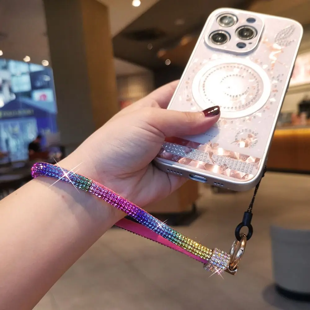 Luxury Keychain Rhinestone Phone Lanyard Bright Bling Bling Wrist Straps Hanging Cord Phone Accessories
