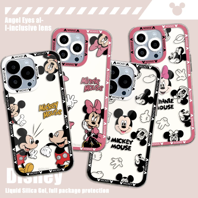 Cartoon Mickeys Minnies Mouse Phone Case For iPhone 15 14 13 12 Mini 11 Pro Max X XR XS 6 6 7 8 SE Plus Soft Transparent Cover