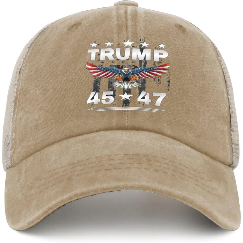 Trump 2024 45 47 Hat for Mens Cute Country Hats for Men Pigment Khaki Caps Vintage Unique Gifts for Farmer