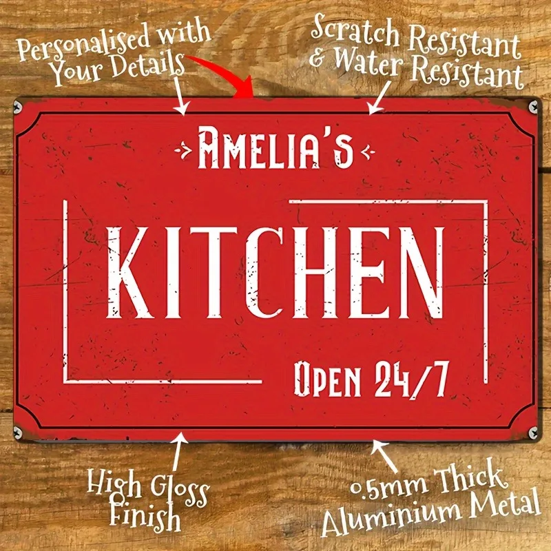 CIFbuy Customizable Kitchen Metal Sign Personalized Vintage Home Bar Decor Only Funny Aluminum Wall Art 8x12 Inch