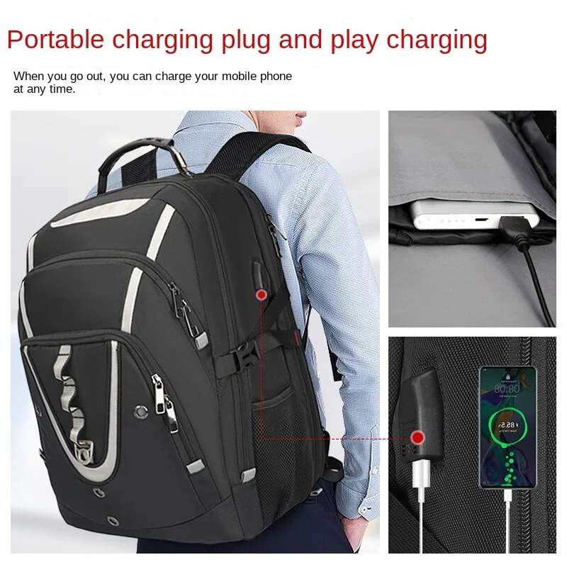 Customized Backpack for Men's Multi functional Computer Bag with Large Capacity Backpack Reflective Bar Oxford Cloth Travel Bag