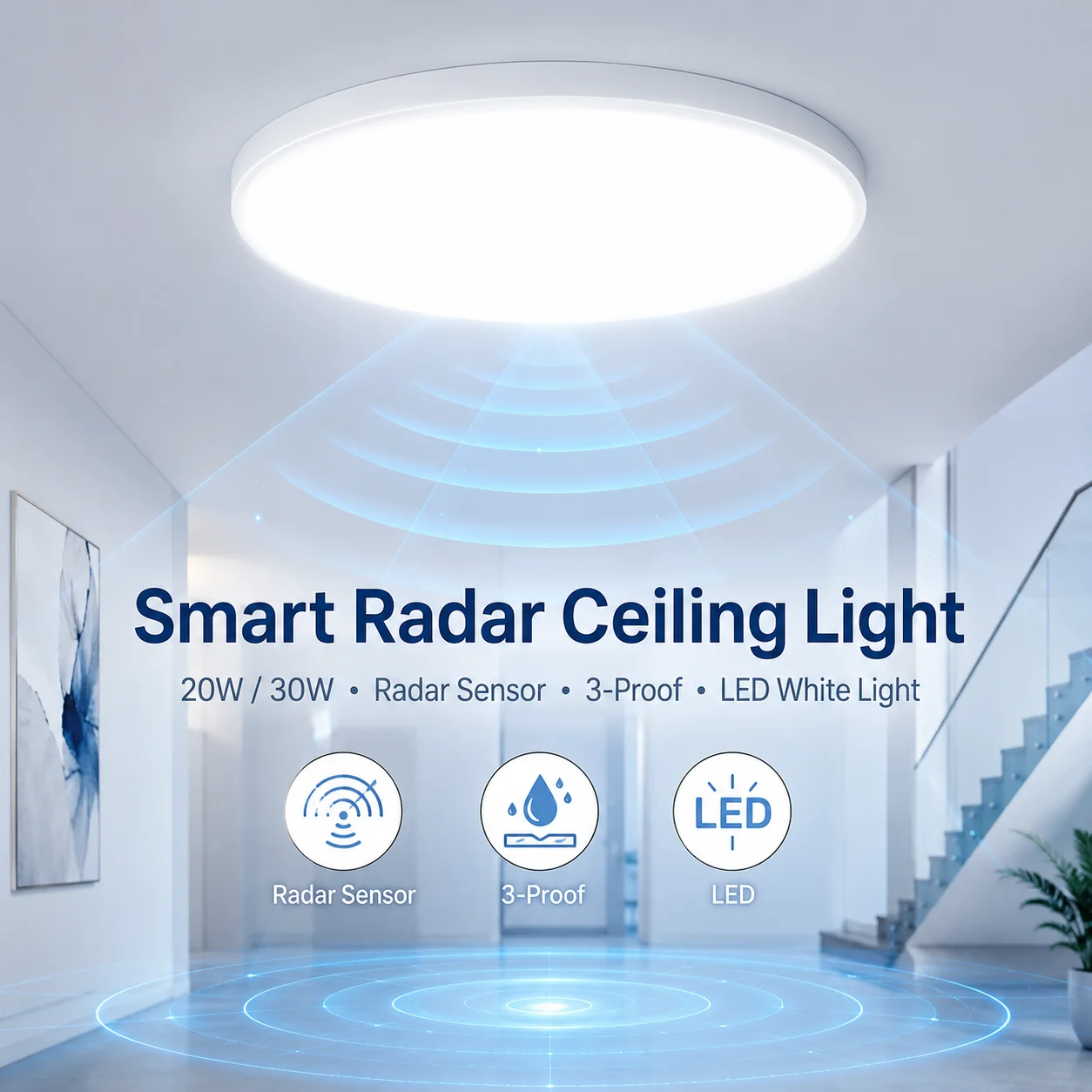 LED Radar Sensor Licht Led Deckenleuchte 220V Bewegungsmelder Beleuchtung für Zimmer Flure Gang Induktion Deckenleuchten Garage