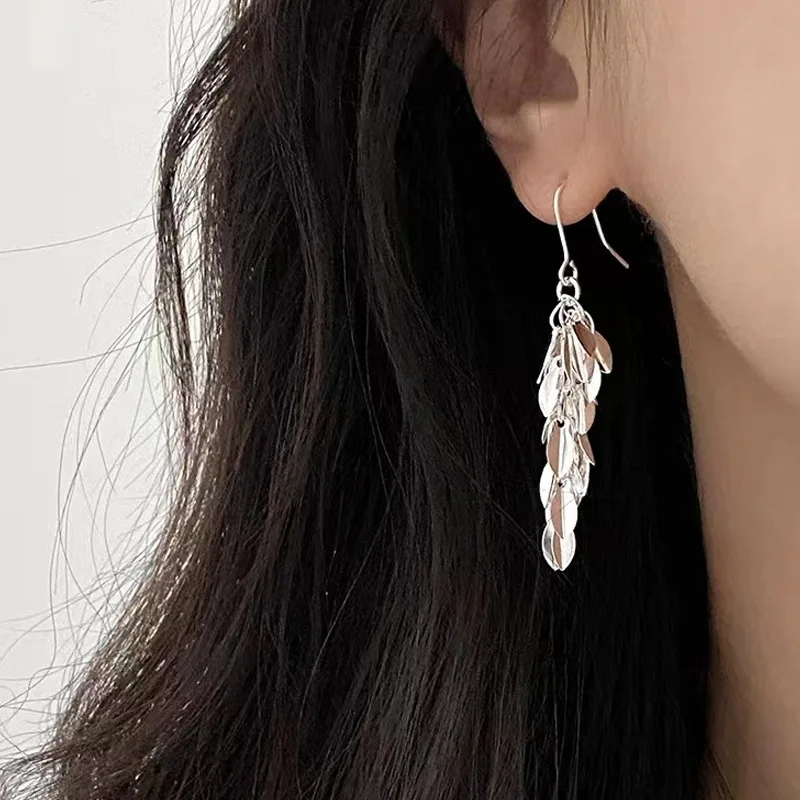 New Microwave Sparkling Super Fairy Wheat Ears Sequin Tassel Earrings Women's High-end Sense Personality Earrings Wholesale