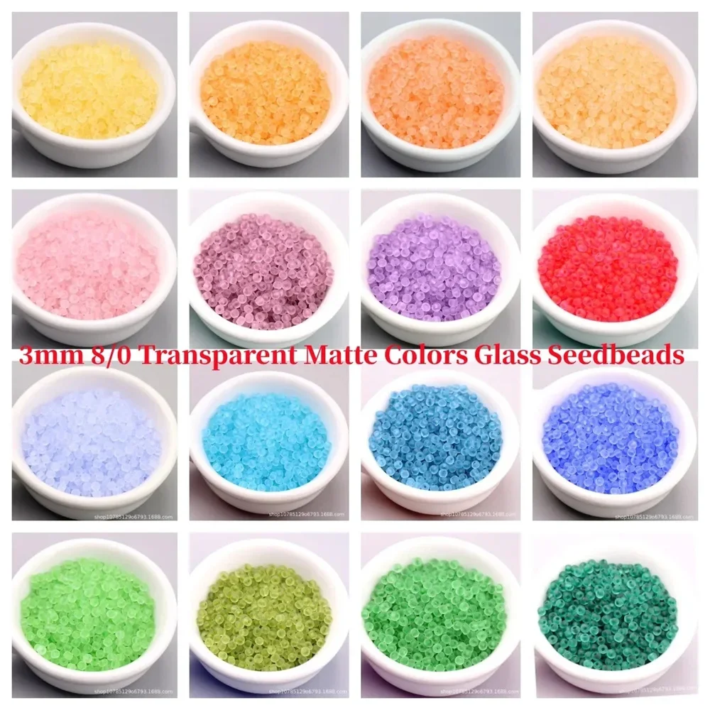 330Pcs/Bag Size 3mm 8/0 Transparent Matte Colors Glass Seedbeads Uniform Round Spacer Beads For DIY Jewelry Making Sewing Craft