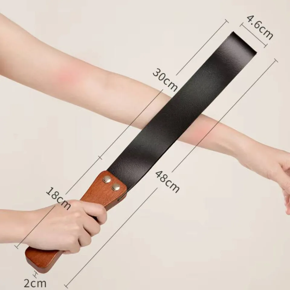 Flogger Leather Bdsm Sex Whip Wooden Handle Spanking Paddle Adult Sex Toys For Women Bondage Restraints Whips Sex Shop 4