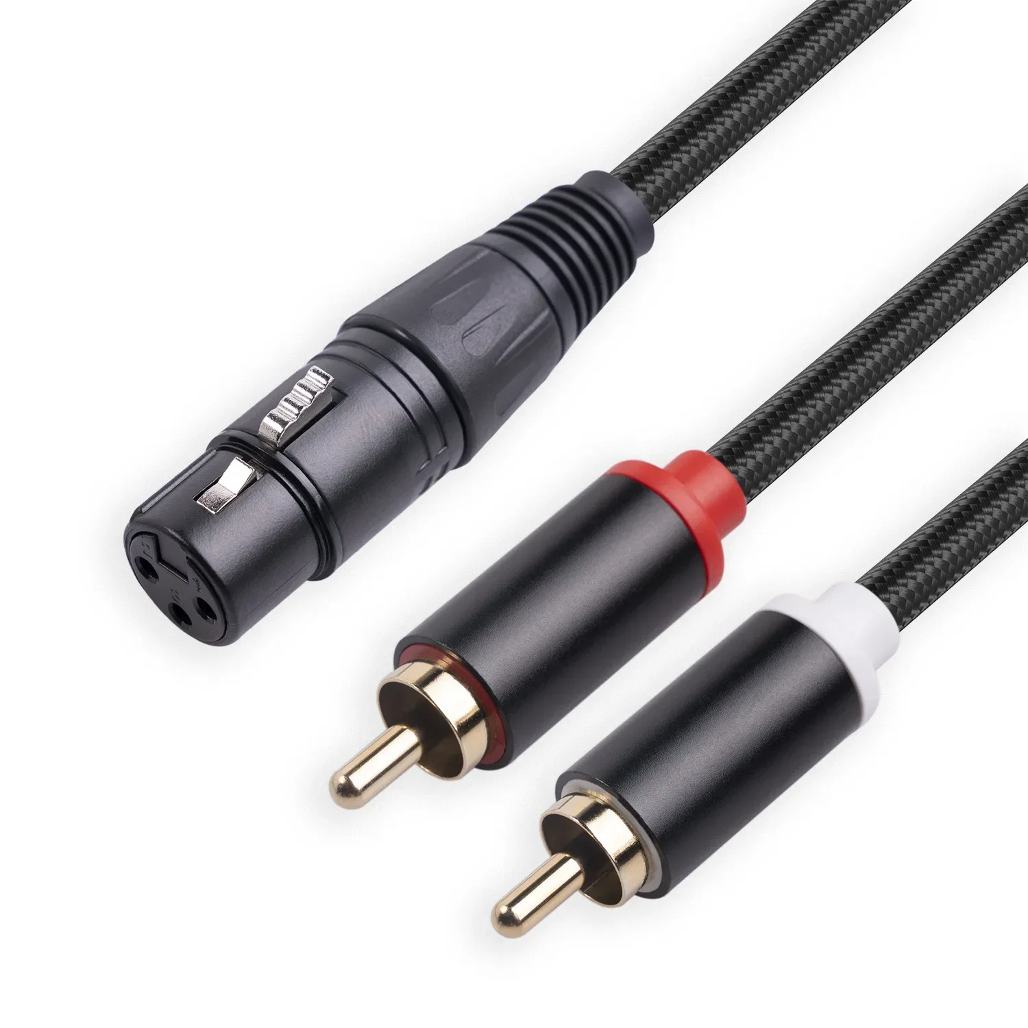 

XLR female to dual RCA male audio cable for mixers, microphones, etc