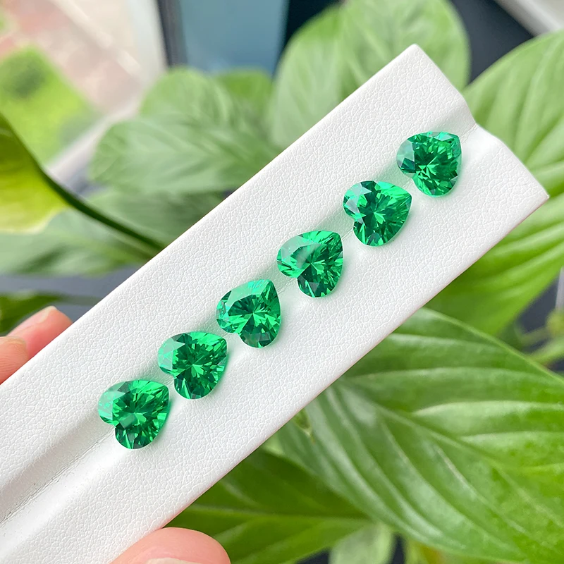 Manufacture high quality Tsavorite Lab grown gems heart cut shape green synthetic Gems Gemstones for Jewelry making